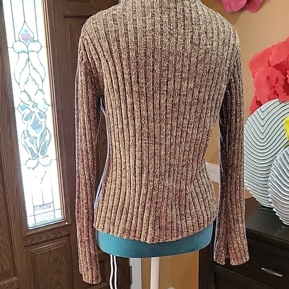 Brown Ribbed Turtleneck Sweater - Picture 7 of 7
